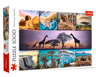 Rompecabezas Collage Lugares de África. 1000 Piezas Marca Trefl