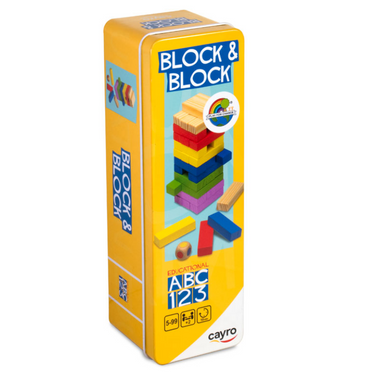 Bloque a Bloque Mini (Block & Block) Caja de Metal. Juego de Mesa Marca Cayro