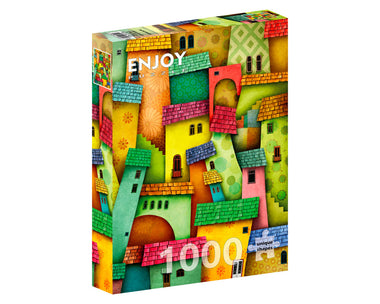 Casas Alegres: Rompecabezas 1000 Piezas. Marca Enjoy Puzzle