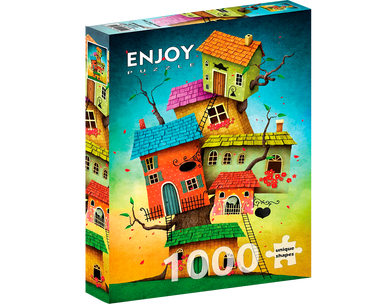 Casas de Cuentos de Hadas - Rompecabezas 1000 Piezas. Marca Enjoy Puzzle