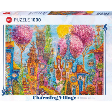 Rompecabezas Tatyana Murova: Pueblo con Encanto Árboles Rosas 1000 Piezas. Marca Heye