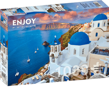Vista de Santorini - Grecia: Rompecabezas 1000 Piezas. Marca Enjoy Puzzle