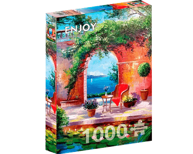 Vista al Mar a través del Arco: Rompecabezas 1000 Piezas. Marca Enjoy Puzzle