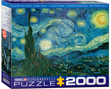 Rompecabezas La Noche Estrellada: Vincent Van Gogh 2000 Piezas. Marca Eurographics