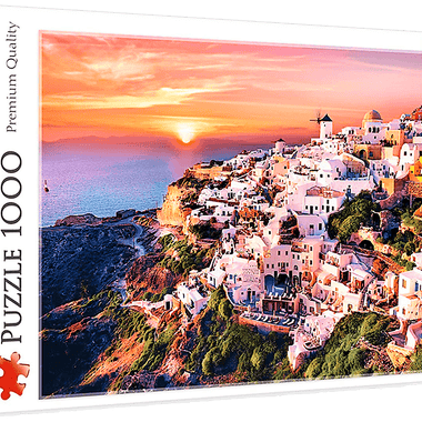 Puesta de Sol sobre Santorini. Rompecabezas 1000 piezas. Marca Trefl