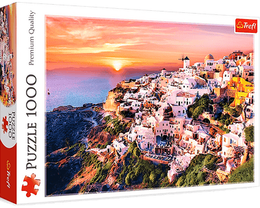 Puesta de Sol sobre Santorini. Rompecabezas 1000 piezas. Marca Trefl
