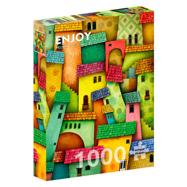 Casas Alegres: Rompecabezas 1000 Piezas. Marca Enjoy Puzzle