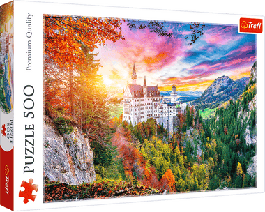 Rompecabezas Vista del Castillo Neuschwanstein, Alemania 500 Piezas. Marca Trefl